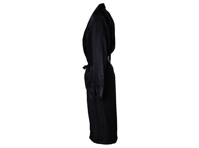 Autre Marque Derek Rose, gestreifte schwarze Schlafzimmerjacke - Ansicht 4