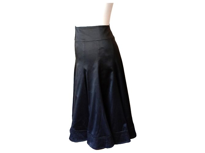Autre Marque Falda Midi Negra de Satén Negro - vista 3