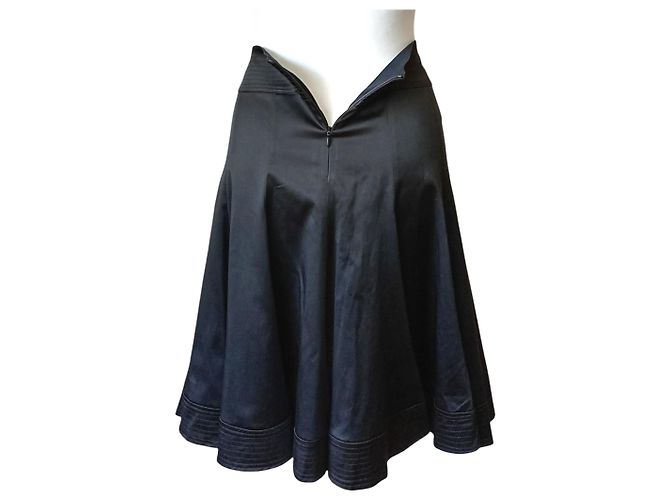 Autre Marque Falda Midi Negra de Satén Negro - vista 6