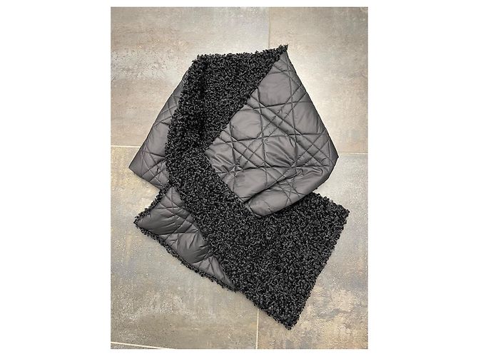 Sciarpa reversibile Dior nera macrocannage poliestere Nero - vista 3
