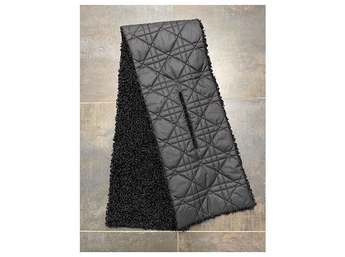 Sciarpa reversibile Dior nera macrocannage poliestere Nero - vista 5