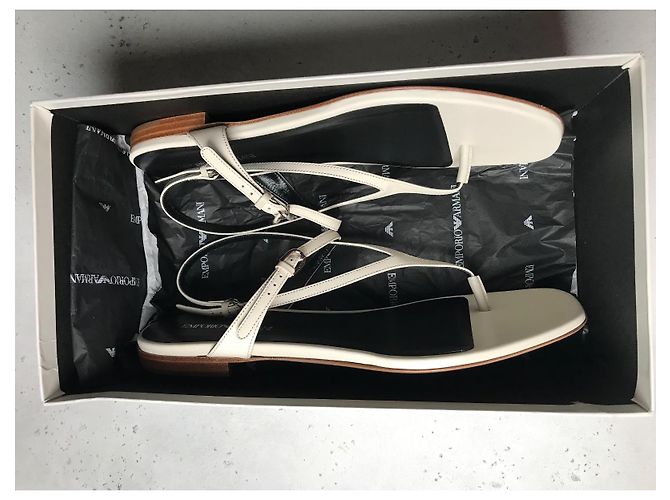 Sandali Piani Emporio Armani Bianco sporco - vista 7