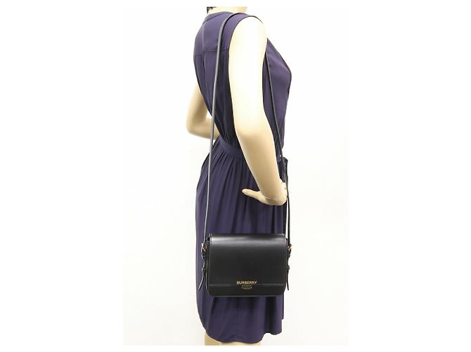 Borsa a spalla in pelle con logo Burberry 8067035 Nero - vista 2
