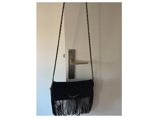 Zadig & Voltaire Pochette in Suede con Frange Rock 2025 Nero - vista 2