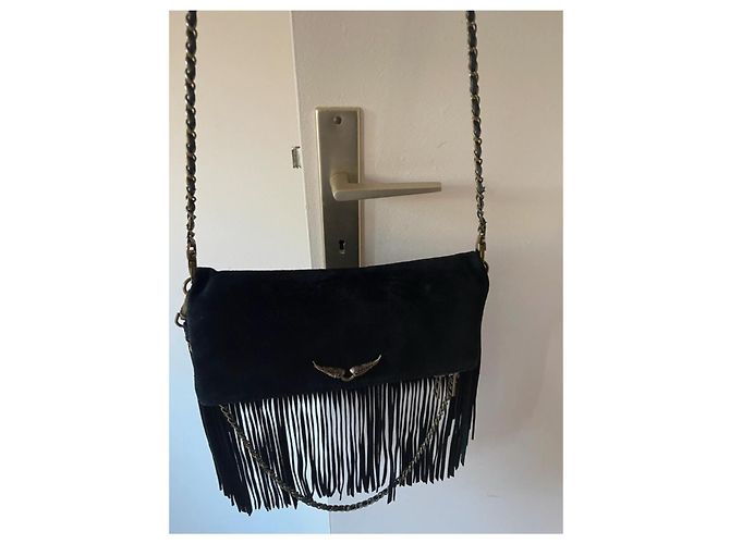 Zadig & Voltaire Pochette in Suede con Frange Rock 2025 Nero - vista 3