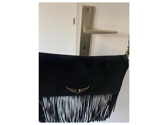 Zadig & Voltaire Pochette in Suede con Frange Rock 2025 Nero - vista 5