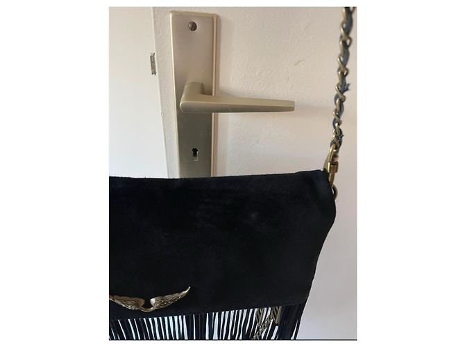 Zadig & Voltaire Pochette in Suede con Frange Rock 2025 Nero - vista 6