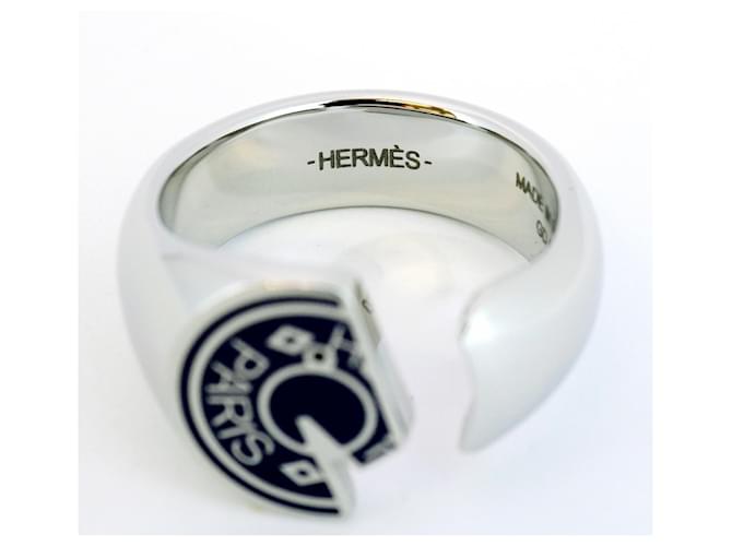 Ring Bague Carrousel Hermès Hermès Argenté Bleu Marine - vue 4