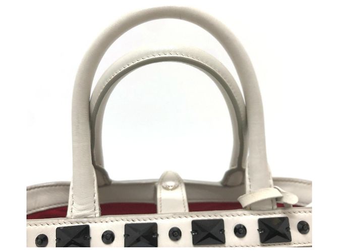 Borsa a mano con frange Prada B2466S Bianco - vista 10