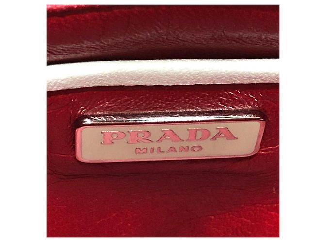 Borsa a mano con frange Prada B2466S Bianco - vista 13