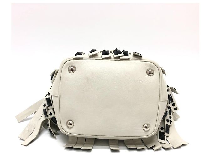 Borsa a mano con frange Prada B2466S Bianco - vista 6