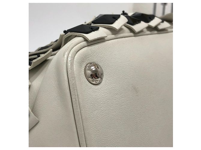 Borsa a mano con frange Prada B2466S Bianco - vista 7