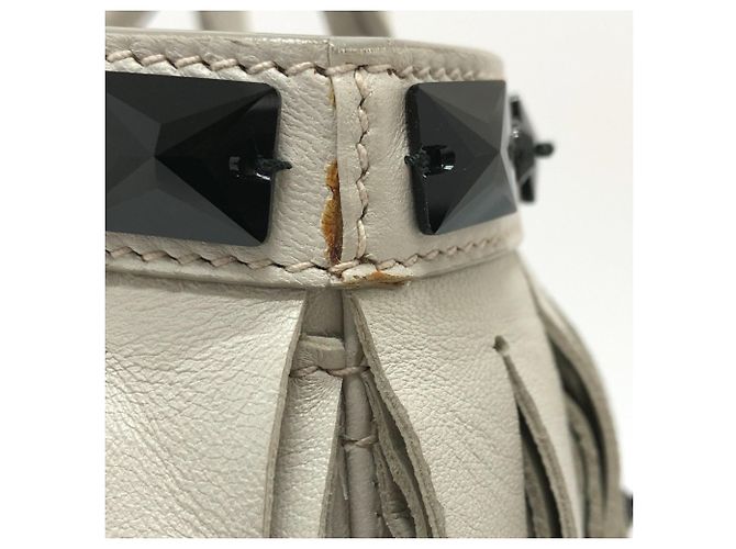 Borsa a mano con frange Prada B2466S Bianco - vista 8