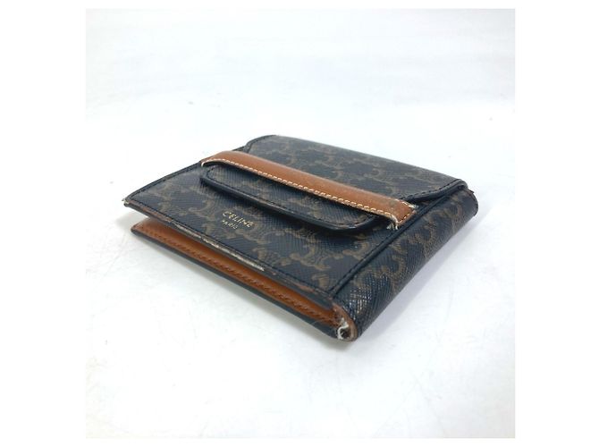 Céline Celine Triomphe braune Leder-Bifold-Geldbörse Dunkelbraun - Ansicht 3