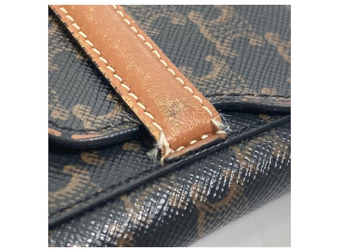 Céline Celine Triomphe braune Leder-Bifold-Geldbörse Dunkelbraun - Ansicht 8
