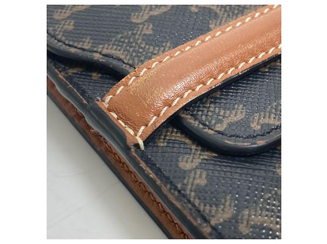 Céline Celine Triomphe braune Leder-Bifold-Geldbörse Dunkelbraun - Ansicht 9