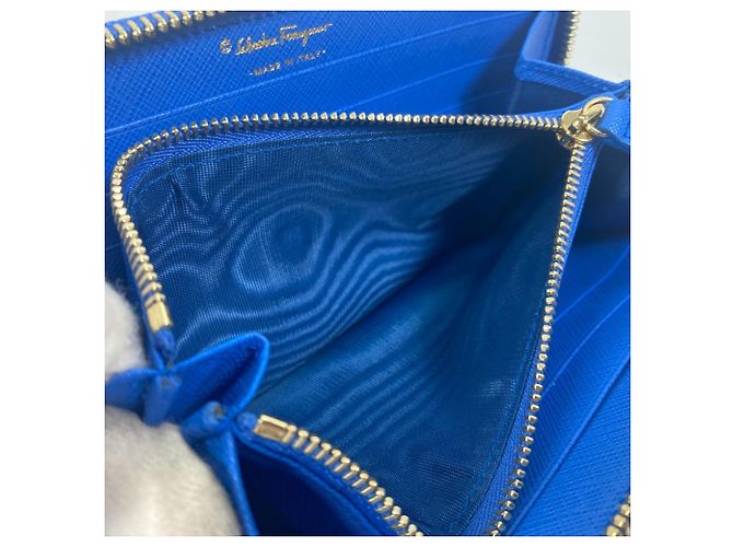 Cartera larga de cuero azul Salvatore Ferragamo - vista 12
