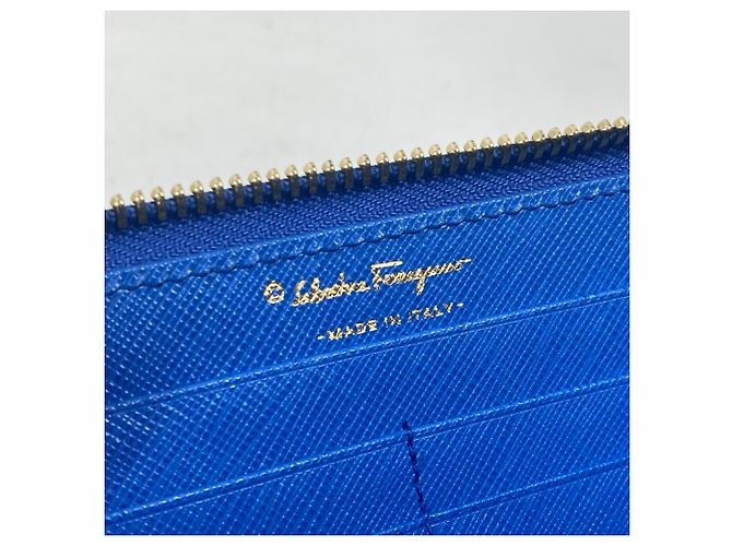 Cartera larga de cuero azul Salvatore Ferragamo - vista 14