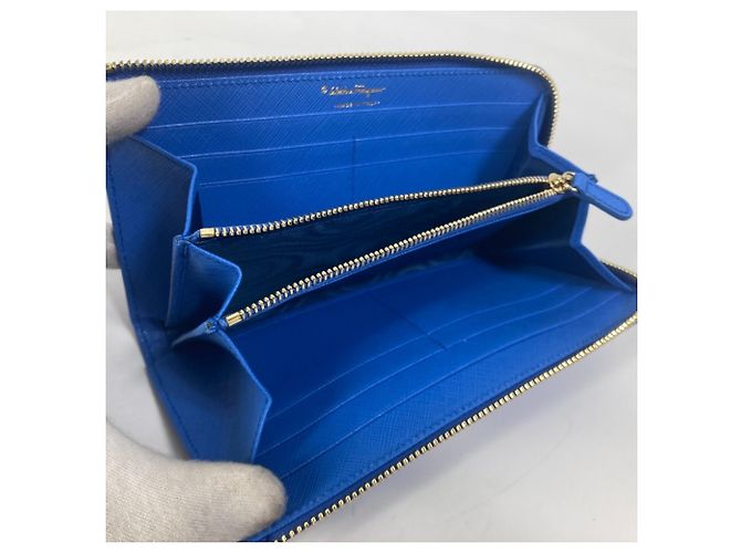 Cartera larga de cuero azul Salvatore Ferragamo - vista 9