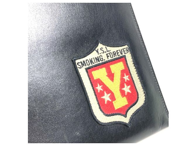 Clutch de couro preto Yves Saint Laurent - vista 8