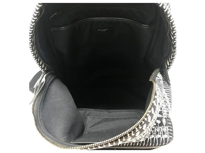 Yves Saint Laurent Skull Print Canvas Backpack - view 13
