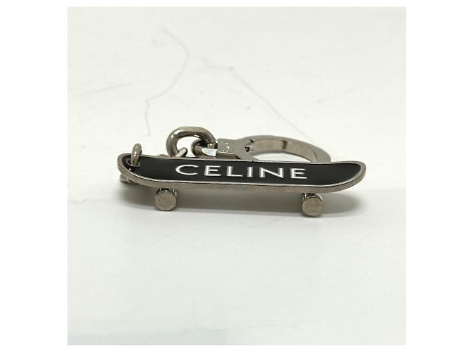 Céline Celine Skateboard Bag Charm Keychain Black Silvery - view 5