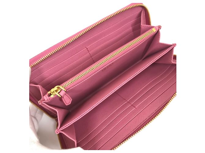 Cartera larga de cuero Saffiano Prada Rosa - vista 13
