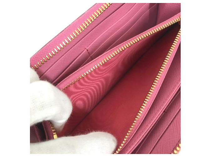 Cartera larga de cuero Saffiano Prada Rosa - vista 14