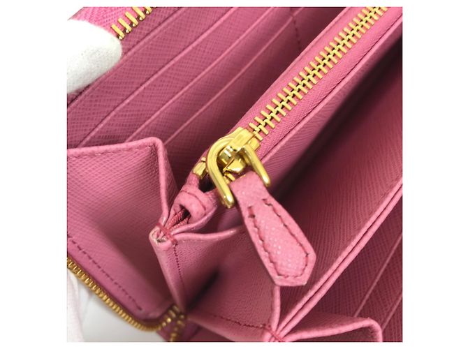 Cartera larga de cuero Saffiano Prada Rosa - vista 15