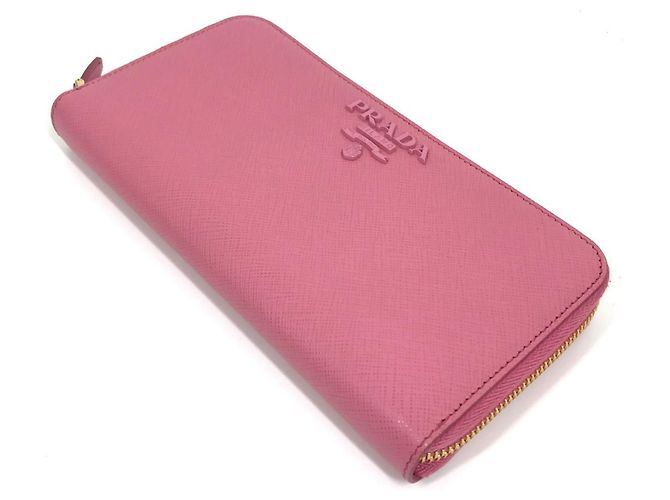Cartera larga de cuero Saffiano Prada Rosa - vista 3