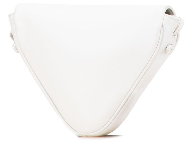 Céline Celine Bolsa transversal triangular em couro de bezerro liso branco com logo - vista 2