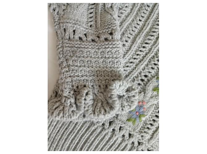 Zara Pullover Grau Blumenstickerei Oversize S - Ansicht 3