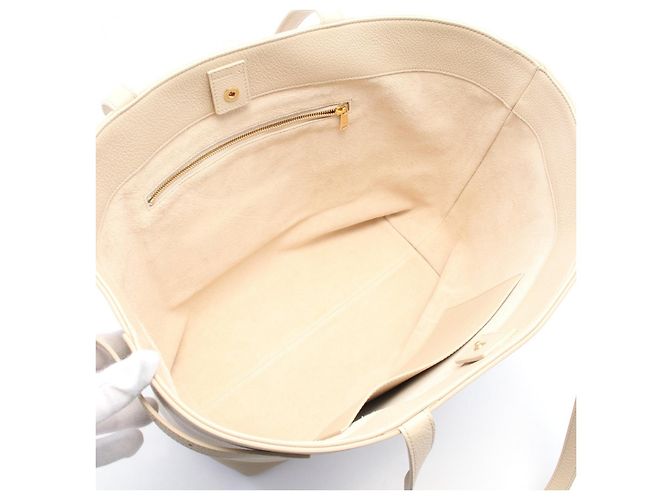 Céline Celine Cuir Triomphe Medium Anais Tote Bag Leder 116853ENY02PA Weiß Roh - Ansicht 3