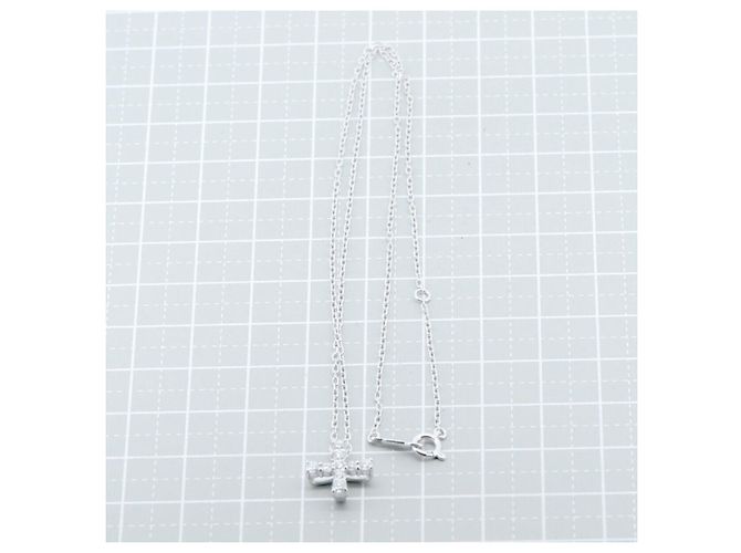 Colar Cruz de Diamante Mikimoto Au750 Prata - vista 5