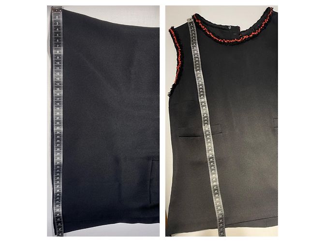 Chanel top de seda con detalles de tweed Negro Roja - vista 12
