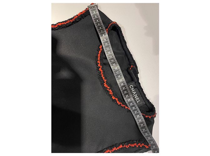 Chanel top de seda con detalles de tweed Negro Roja - vista 13
