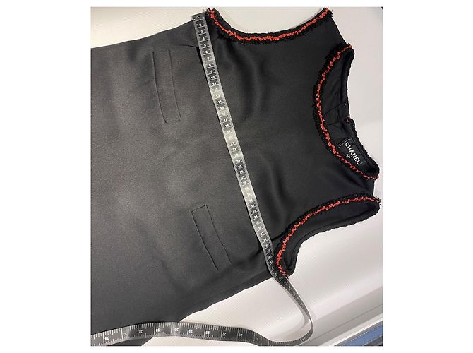 Chanel top de seda con detalles de tweed Negro Roja - vista 15