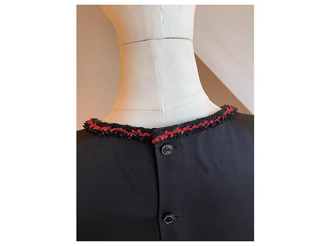 Chanel top de seda con detalles de tweed Negro Roja - vista 18