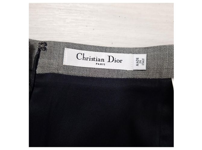 Vestido gris de lana y seda Christian Dior - vista 3