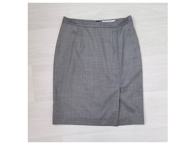 Vestido gris de lana y seda Christian Dior - vista 6