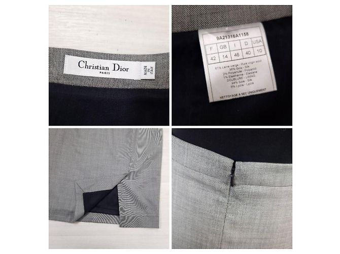 Vestido gris de lana y seda Christian Dior - vista 8