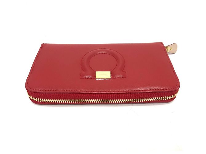 Cartera larga de cuero rojo Gancini de Salvatore Ferragamo Roja - vista 3