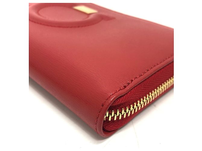 Cartera larga de cuero rojo Gancini de Salvatore Ferragamo Roja - vista 6