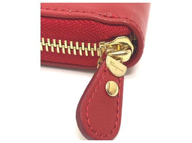 Cartera larga de cuero rojo Gancini de Salvatore Ferragamo Roja - vista 9