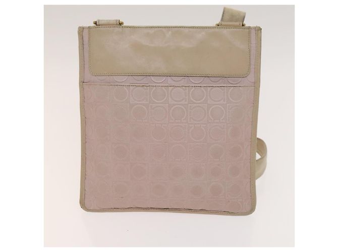 Borsa a mano Gancini in nylon PVC 3 pezzi Salvatore Ferragamo Nero Rosa Auth bs28716 - vista 15