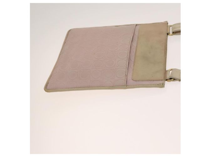 Borsa a mano Gancini in nylon PVC 3 pezzi Salvatore Ferragamo Nero Rosa Auth bs28716 - vista 16