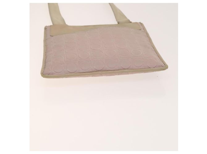 Borsa a mano Gancini in nylon PVC 3 pezzi Salvatore Ferragamo Nero Rosa Auth bs28716 - vista 18
