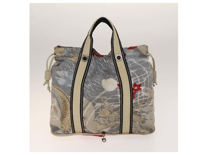 Borsa a mano Gancini in nylon PVC 3 pezzi Salvatore Ferragamo Nero Rosa Auth bs28716 - vista 2