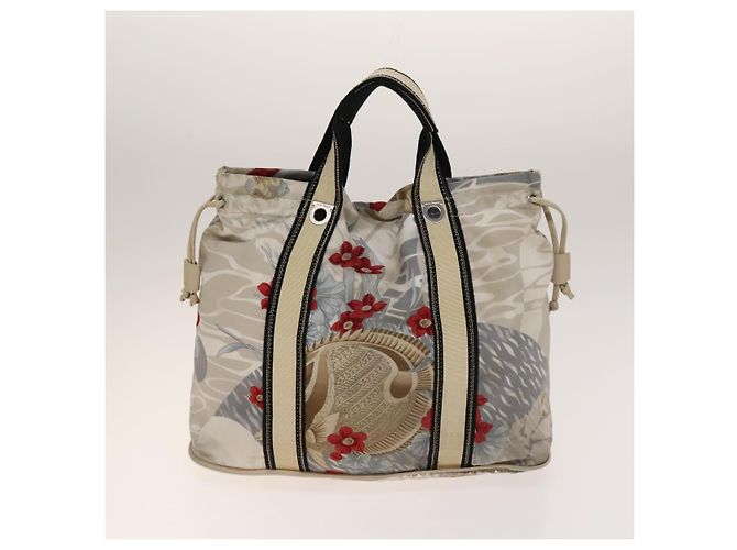 Borsa a mano Gancini in nylon PVC 3 pezzi Salvatore Ferragamo Nero Rosa Auth bs28716 - vista 3