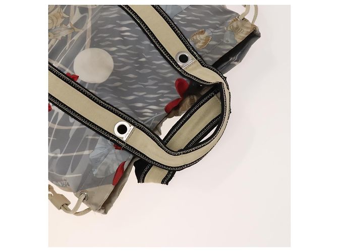 Borsa a mano Gancini in nylon PVC 3 pezzi Salvatore Ferragamo Nero Rosa Auth bs28716 - vista 5